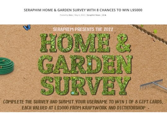 eraphim Second Life Home and Garden survey 2022